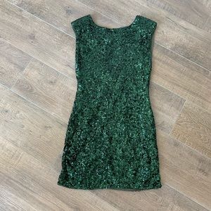 Alice and Olivia Emerald Green Sequin dress